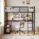Twin Loft Bed with Desk and Shelves for Kids and Adults