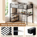 Twin Loft Bed with Desk and Shelves for Kids and Adults by LJGDeals