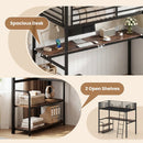 Twin Loft Bed with Desk and Shelves for Kids and Adults by LJGDeals