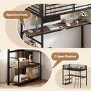 Twin Loft Bed with Desk and Shelves for Kids and Adults
