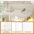 Twin Loft Bed with Desk LED Lights Charging Station Heavy-duty Metal Bed Frame with Guardrail by DirectDeals