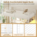Twin Loft Bed with Desk LED Lights Charging Station Heavy-duty Metal Bed Frame with Guardrail by LJGDeals