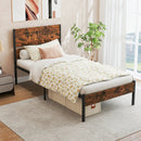 Twin/Full/Queen/King Metal Bed Frame with Wooden Headboard and Footboard-Twin Size by DirectDeals