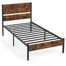 Twin/Full/Queen/King Metal Bed Frame with Wooden Headboard and Footboard-Twin Size by LJGDeals