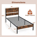 Twin/Full/Queen/King Metal Bed Frame with Wooden Headboard and Footboard-Twin Size by DirectDeals
