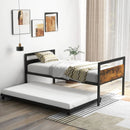 Twin Metal Daybed with Trundle Lockable Wheels-Twin Size by LJGDeals