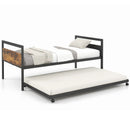 Twin Metal Daybed with Trundle Lockable Wheels-Twin Size by LJGDeals