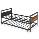 Twin Metal Daybed with Trundle Lockable Wheels-Twin Size by LJGDeals