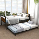 Twin Metal Daybed with Trundle Lockable Wheels-Twin Size by LJGDeals