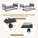 Twin Metal Daybed with Trundle Lockable Wheels-Twin Size by LJGDeals