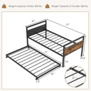 Twin Metal Daybed with Trundle Lockable Wheels-Twin Size by LJGDeals
