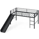 Twin Metal Loft Bed with Slide Safety Guardrails and Built-in Ladder by LJGDeals