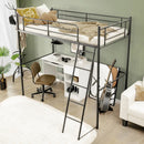 Twin Metal Loft Bed with Ladderand High Guard Rails by LJGDeals