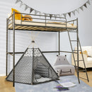 Twin Metal Loft Bed with Ladderand High Guard Rails by LJGDeals
