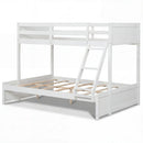 Twin Over Full Bunk Bed with 3-Step Ladder and Full-Length Guardrails by LJGDeals