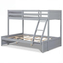 Twin Over Full Bunk Bed with 3-Step Ladder and Full-Length Guardrails by LJGDeals