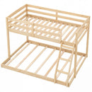 Twin Over Full Bunk Bed Low Floor Bunk Bed Frame by LJGDeals