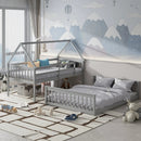 Twin Over Full House Bunk Bed with Ladder and Guardrails by LJGDeals