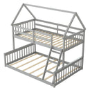 Twin Over Full House Bunk Bed with Ladder and Guardrails by LJGDeals