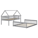 Twin Over Full House Bunk Bed with Ladder and Guardrails by LJGDeals