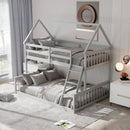 Twin Over Full House Bunk Bed with Ladder and Guardrails by LJGDeals