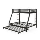 Twin Over Full Bunk Bed Frame with Trundle for Guest Room by LJGDeals