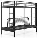 Twin Over Futon Bunk Bed with 2 Ladders and Safety Guardrails-Black by LJGDeals