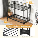 Twin Over Futon Bunk Bed with 2 Ladders and Safety Guardrails-Black by LJGDeals