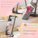 Twin Over Queen Bunk Bed Wooden Kids Bed with Climbing Nets and Ramp by LJGDeals
