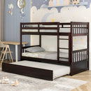 Twin Over Twin Bunk Bed with Pull-out Trundle and Ladder by LJGDeals