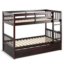 Twin Over Twin Bunk Bed with Pull-out Trundle and Ladder by LJGDeals