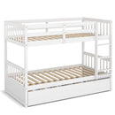 Twin Over Twin Bunk Bed with Pull-out Trundle and Ladder by LJGDeals