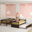 Twin Over Twin Bunk Bed with Pull-out Trundle and Ladder by LJGDeals