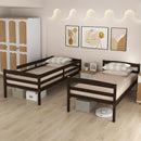Solid Wood Twin Over Twin Bunk Bed Frame with High Guardrails and Integrated Ladder by LJGDeals