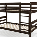 Solid Wood Twin Over Twin Bunk Bed Frame with High Guardrails and Integrated Ladder by LJGDeals