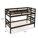 Solid Wood Twin Over Twin Bunk Bed Frame with High Guardrails and Integrated Ladder by LJGDeals