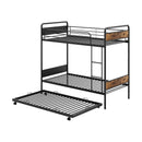 Twin Over Twin Bunk Bed with Trundle with Ladder and Full-length Guardrails-Black by LJGDeals