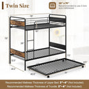 Twin Over Twin Bunk Bed with Trundle with Ladder and Full-length Guardrails-Black by LJGDeals