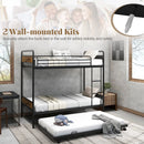 Twin Over Twin Bunk Bed with Trundle with Ladder and Full-length Guardrails-Black by LJGDeals