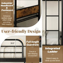 Twin Over Twin Bunk Bed with Trundle with Ladder and Full-length Guardrails-Black by LJGDeals