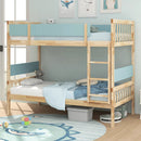Twin Over Twin Bunk Bed with Ladder and Full-length Guardrails by LJGDeals