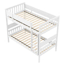 Twin Over Twin Bunk Bed with Ladder and Full-length Guardrails-White