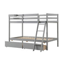 Twin Over Twin Bunk Bed Wood Bed Frame with 2 Storage Drawers and Ladder by LJGDeals