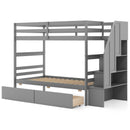 Twin Over Twin Bunk Bed with Storage Stairs and Drawers by DirectDeals