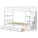 Twin Over Twin Bunk Bed with Storage Stairs and Drawers by DirectDeals