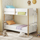 Twin Over Twin Bunk Bed with Convertible Design and Ladder by LJGDeals