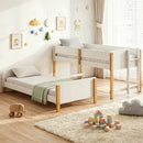 Twin Over Twin Bunk Bed with Convertible Design and Ladder by LJGDeals