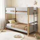 Twin Over Twin Bunk Bed with Convertible Design and Ladder by LJGDeals