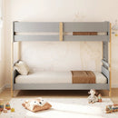 Twin Over Twin Bunk Bed with Convertible Design and Ladder