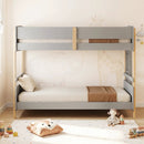 Twin Over Twin Bunk Bed with Convertible Design and Ladder by LJGDeals